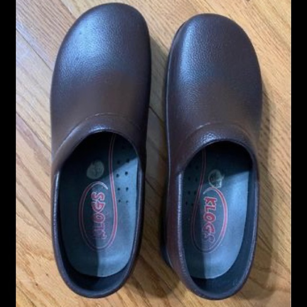 Dark brown nursing klogs shoes size 8